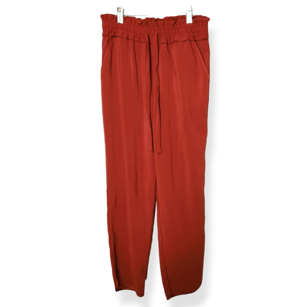 Zara TRF Collection Rust Orange Paperbag Waist Pull On Pants Size XS - Picture 2 of 9